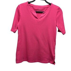 The Talbots Tee Women's V-Neck Size XS Pink 100% Pima Cotton
